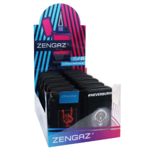 Display Com 12 Un Isqueiros Acendedor Zengaz 10 Maxi Jet Bem Preto Estampado